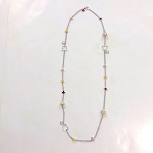Long Uneek Necklace Silver Plated Butterfly Crystal Bobbles by Lauren G Adams